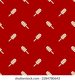 Small beige popsicles isolated on red background. Cute monochrome seamless pattern. Vector simple flat graphic illustration. Texture.