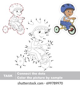 Small Bicyclist Boy. Dot to dot educational game for kids.