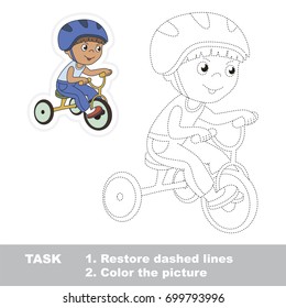 Small Bicyclist Boy. Dot to dot educational game for kids.