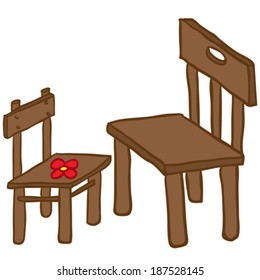 Small And Big Chair Cartoon Illustration