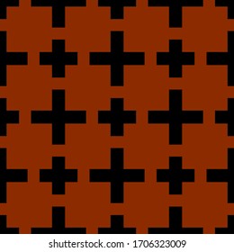 Small and big cross on dark orange seamless backdrop.