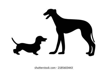 Small and big dog black silhouettes