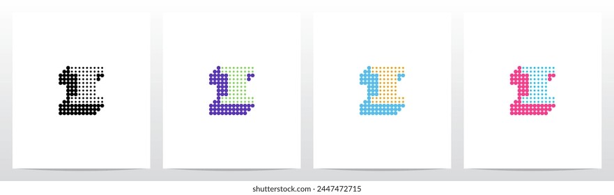 Small Big Dots Drop Shadow Letter Initial Logo Design I