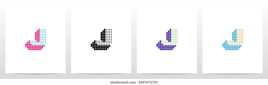 Small Big Dots Drop Shadow Letter Initial Logo Design J