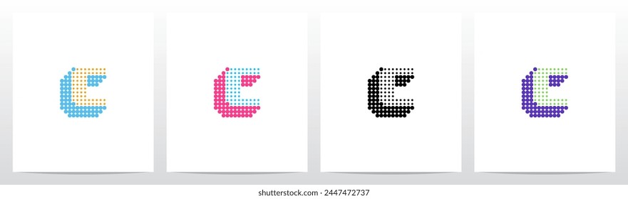 Small Big Dots Drop Shadow Letter Initial Logo Design C