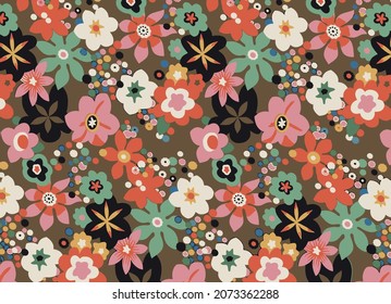 ilustración de flores pequeñas y grandes imagen vectorial digital para ropa