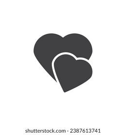 Small and big heart vector icon. filled flat sign for mobile concept and web design. Two hearts glyph icon. Love symbol, logo illustration. Vector graphics