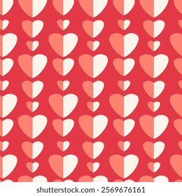 Small and big hearts on red background. Seamless Pattern for Valentine's Day