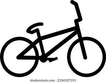 Small bike symbol for extreme and adrenalin ride and adventure. Vector drawing bmx bicycle illustration. Vehicle made for big jumps and tricks simple black line logo decoration. Trick machine sign.
