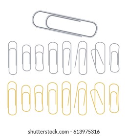 Small Binder Clips Vector. Paper Clip Set