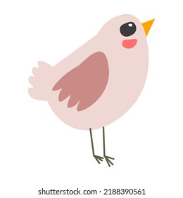 Small Bird Avian Animal Profile Of Cute Character With Plumage And Feathers. Isolated Birdie Standing And Looking Aside, Wild Nature And Fauna With Habitat And Growth Outdoors. Vector In Flat Style