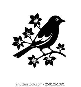 Small bird black silhouette vector, ideal for nature-themed designs and illustrations.