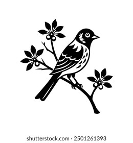 Small bird black silhouette vector, ideal for nature-themed designs and illustrations.