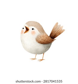 Small bird with brown wings and tail