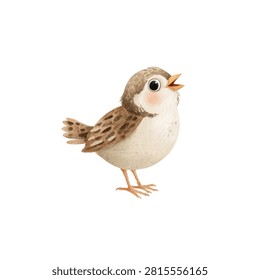 Small bird with brown wings and white breast