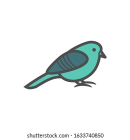 Small bird colorful vector icon, nature simple illustration. Isolated single icon
