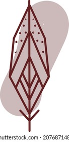 Small bird feather, illustration, vector, on a white background.
