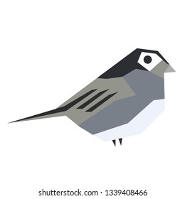 small bird flat illustration isolated on white. Forest animals series