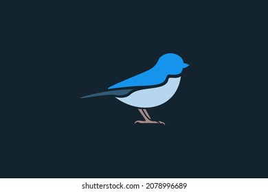 Small bird funny blue logo design