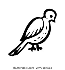 Small bird hand drawn in doodle style. Winged flying animal wildlife. Vector line art illustration.