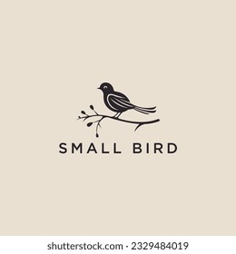 Small Bird icon logo design template. silhouette of a bird perched on a branch vector illustration