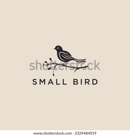 Small Bird icon logo design template. silhouette of a bird perched on a branch vector illustration