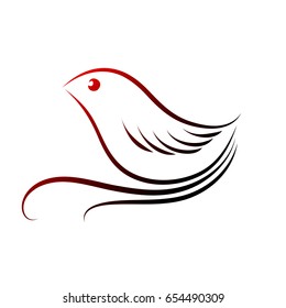 Small bird, outline, line. Vector illustration
