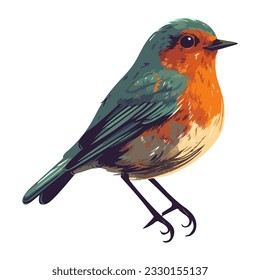 Small bird perching on white background icon isolated