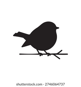 Small bird silhouette icon vector flat design.