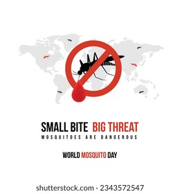 Small Bite, Big Threat. World Mosquito Day, august 20 Vector Design Template