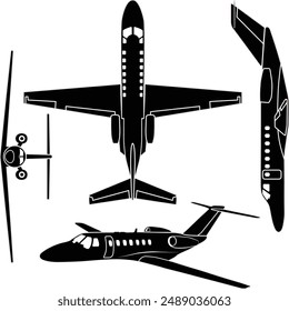 Small biz jet vector set  with outline