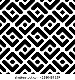 Small black bold linear squares and rhombuses isolated on a white background. Monochrome geometric seamless pattern. Vector simple flat graphic illustration. Texture.