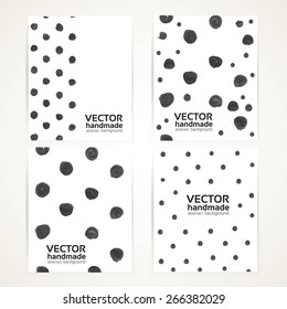 Small black circle of rough thick paint strokes texture banner set