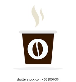 Small black coffee plastic cup with hot smoke