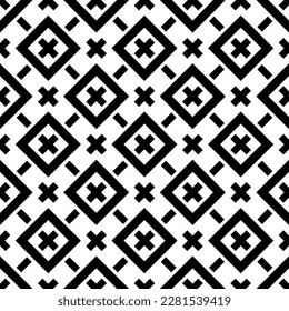 Small black contour linear squares and rhombuses isolated on white background. Monochrome geometric seamless pattern. Vector simple flat graphic illustration. Texture.