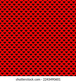 Small black hearts isolated on red background. Cute monochrome seamless pattern. Vector simple flat graphic illustration. Texture.