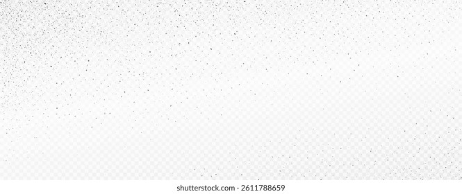 Small black particles on light gray transparent background. Tiny black dots in the corners. Black dust background