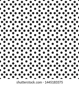 Small black polka dot pattern on white background. Vector graphic. Abstract art. Simple and modern decorative print for wrapping paper, fabric, textile.