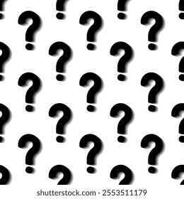 Small black question marks isolated on white background. Seamless pattern. Vector simple flat graphic illustration. Texture.