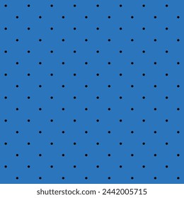 Pequeño vector de patrón de lunares sin costura negro, fondo azul.