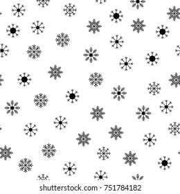 Small black snowflakes seamless pattern