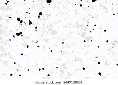 Small black spots on a white background grunge background Black and white Grunge texture with dots. Seamless grunge speckle texture. Distress grain background. Splattered particles, splashes, drops. 