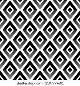 Small black striped rhombuses isolated on a white background. Monochrome tiled geometric seamless pattern. Vector simple flat graphic illustration. Texture.