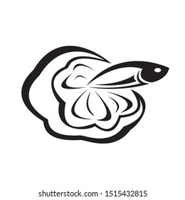 small black and white ornamental fish logo vector