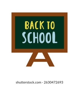 Small blackboard. Inscription - Back to school. Flat vector illustration on white background.