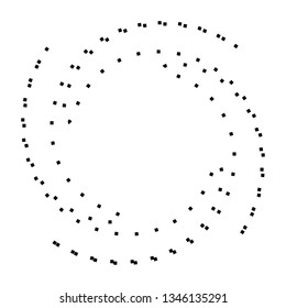 Small blocks squares with spiral effect round circle design element black isolated on white vector sign symbol background
