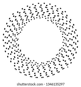Small blocks squares with spiral effect round circle design element black isolated on white vector sign symbol background