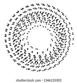 Small blocks squares with spiral effect round circle design element black isolated on white vector sign symbol background