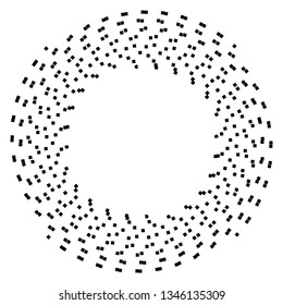 Small blocks squares with spiral effect round circle design element black isolated on white vector sign symbol background