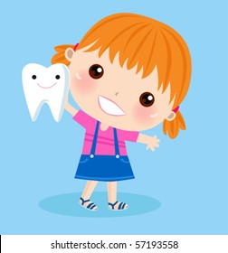 small blonde girl with tooth